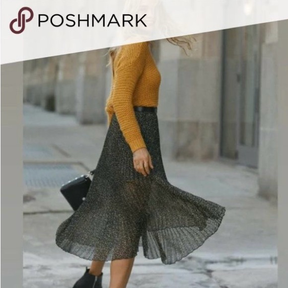 Abercrombie & Fitch pleated chiffon floral midi skirt size Medium - Picture 2 of 6